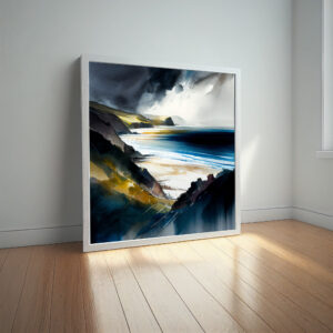 Pembrokeshire Coast Impressionist Blue Art Living Room Wall Art | Coastal Canvas Print - impressionist, landscape, blue art, coastal, living room art