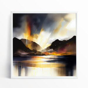 Lake District Abstract Landscape Warm Tones Living Room Wall Art | Home Decor