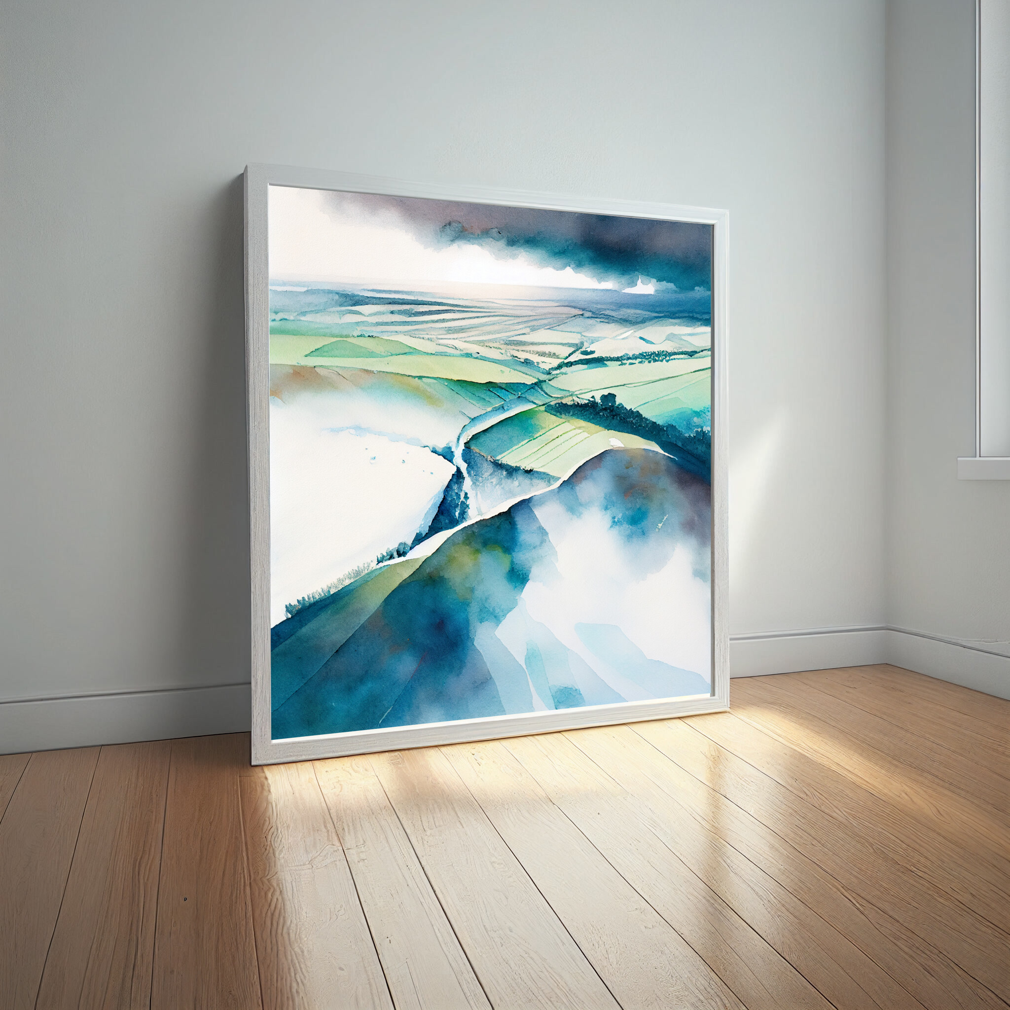 Southdowns Impressionist Green Blue Bedroom Wall Art | Perfect Home Decor -