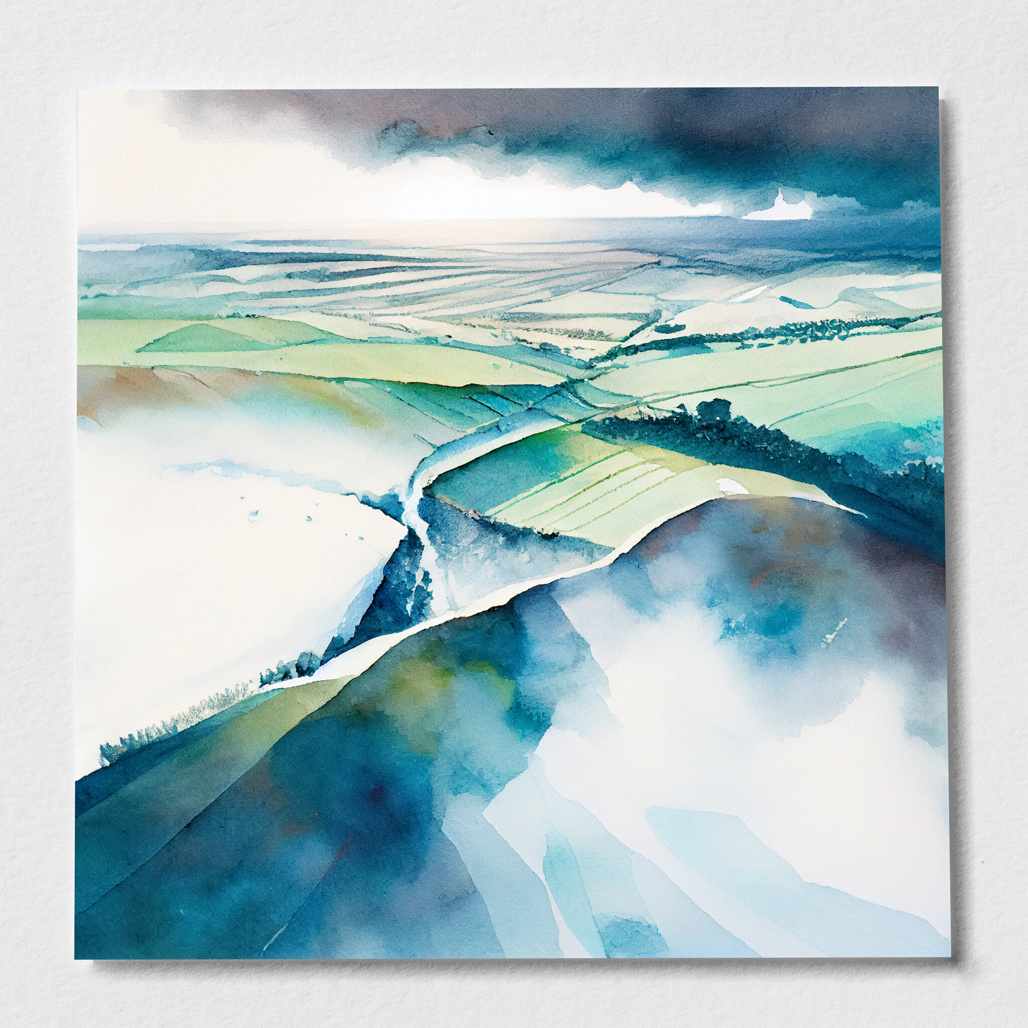 Southdowns Impressionist Green Blue Bedroom Wall Art | Perfect Home Decor - P