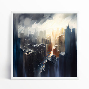 New York Cityscape Abstract Grey Tones Living Room Wall Art | Modern Home Decor