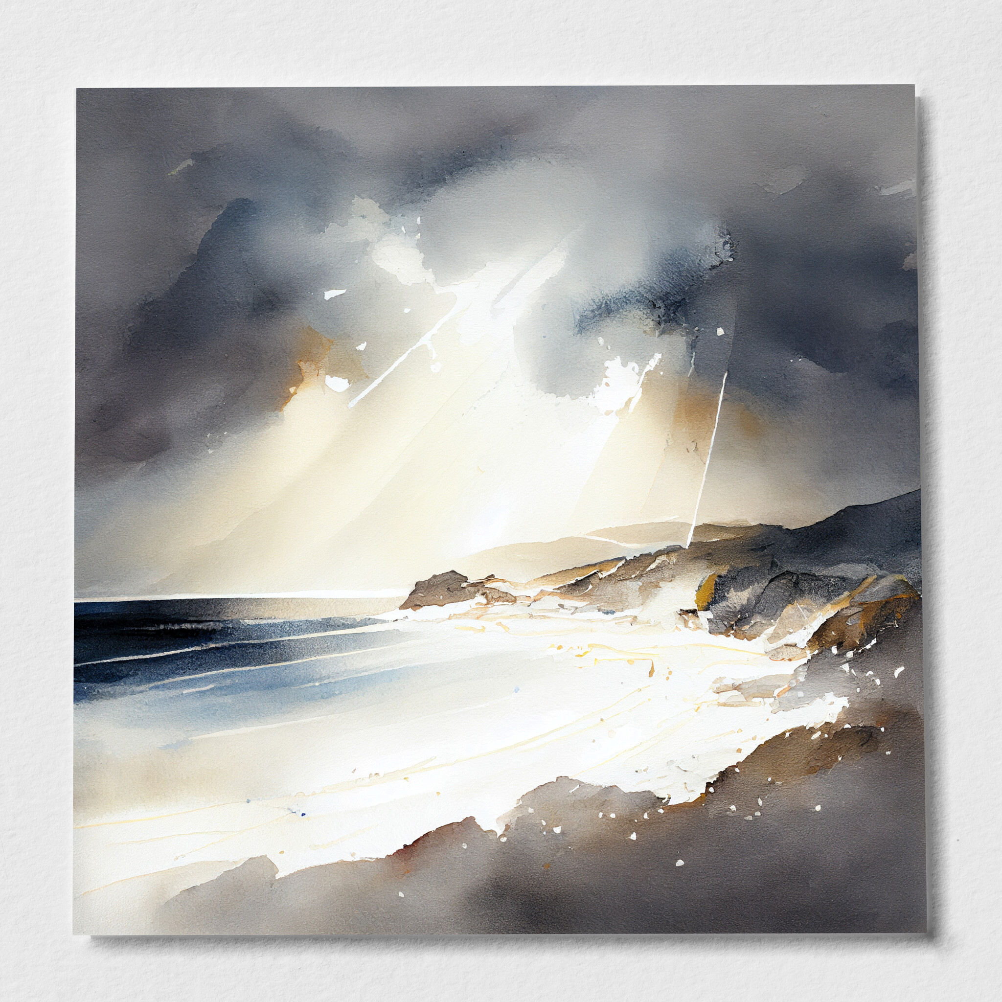 Cornwall Beach Impressionist Blue Art Living Room Wall Art | Coastal Home Decor - P