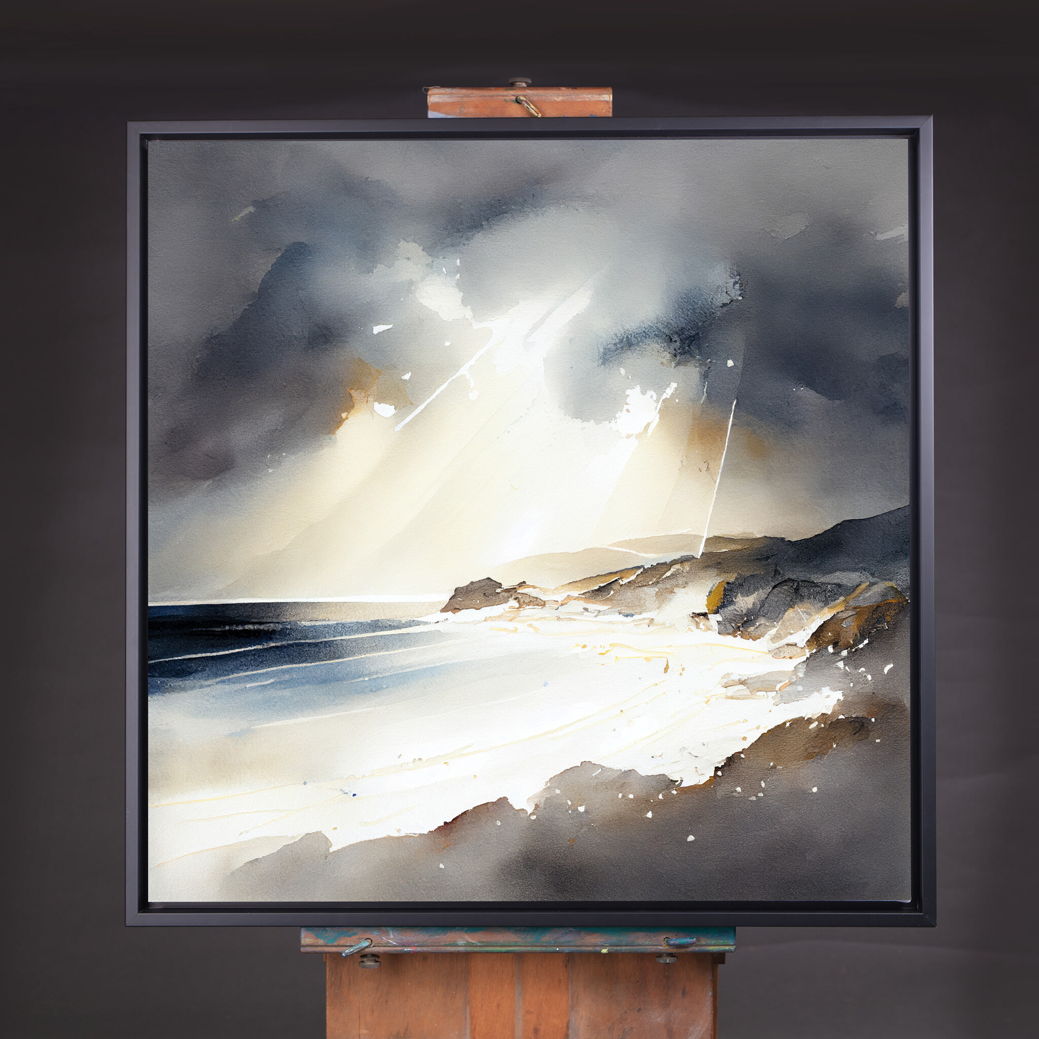 Cornwall Beach Impressionist Blue Art Living Room Wall Art | Coastal Home Decor - CBF