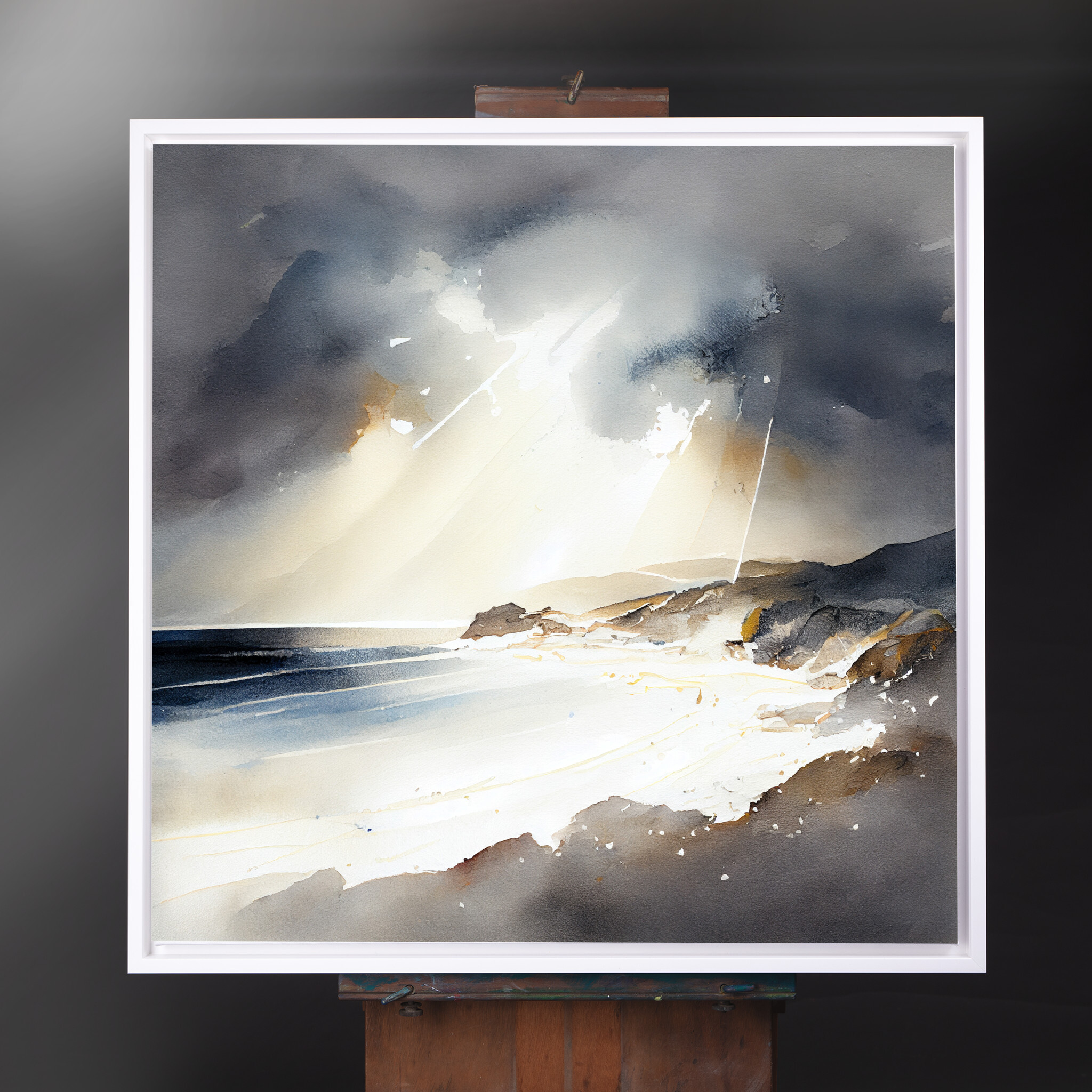 Cornwall Beach Impressionist Blue Art Living Room Wall Art | Coastal Home Decor - CWF