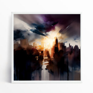 New York Abstract Landscape Warm Tones Living Room Wall Art | Modern Home Decor