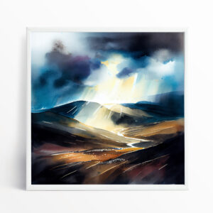 Peak District Impressionist Landscape Blue Art for Living Room | Perfect Canvas Print Home Decor