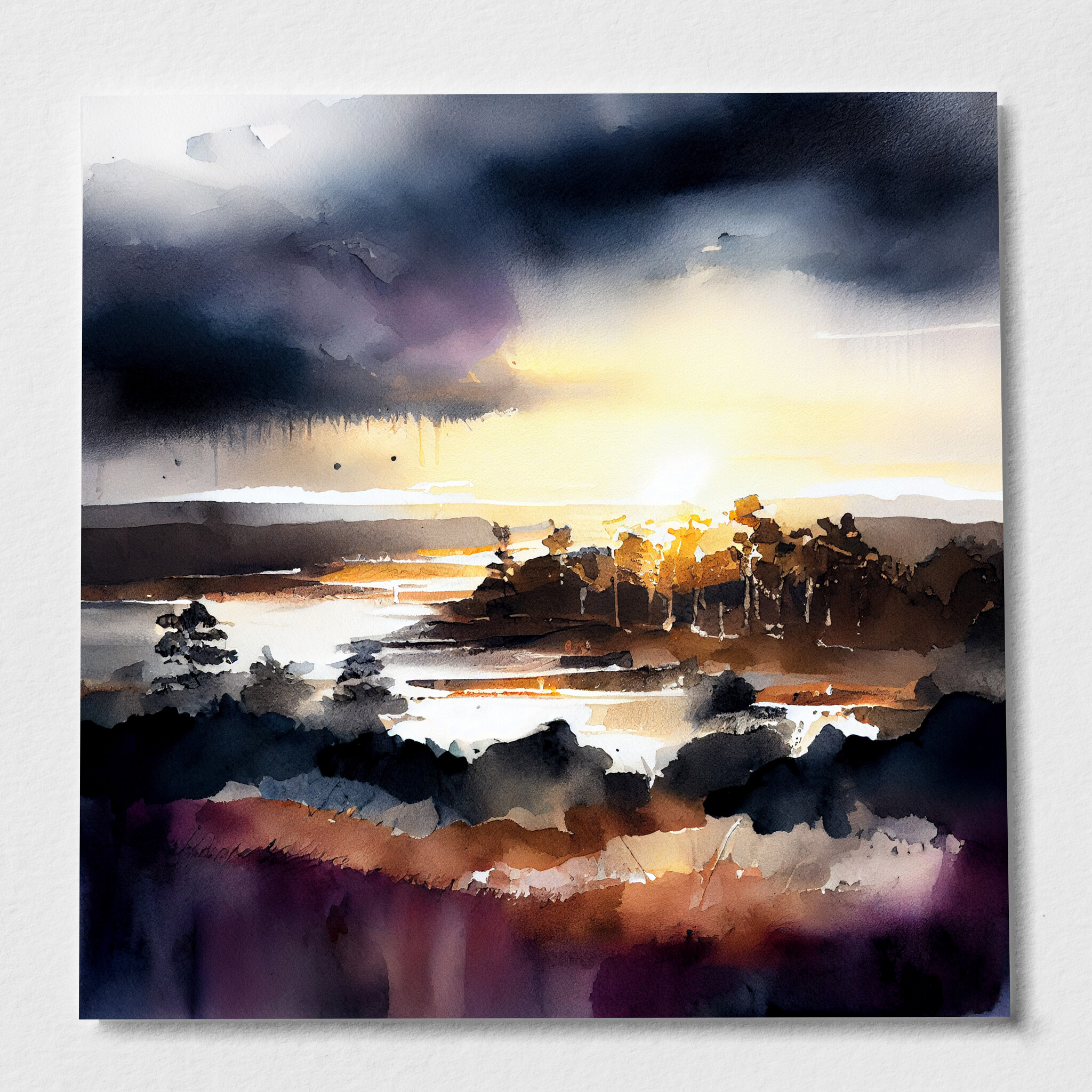 Peak District Impressionist Landscape Warm Tones Living Room Wall Art | Grey Neutral Home Decor - P