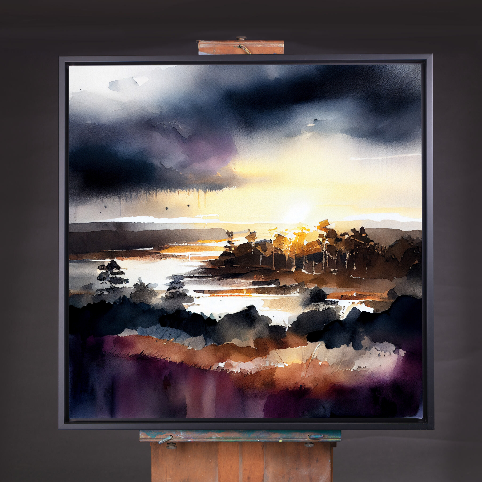 Peak District Impressionist Landscape Warm Tones Living Room Wall Art | Grey Neutral Home Decor - CBF