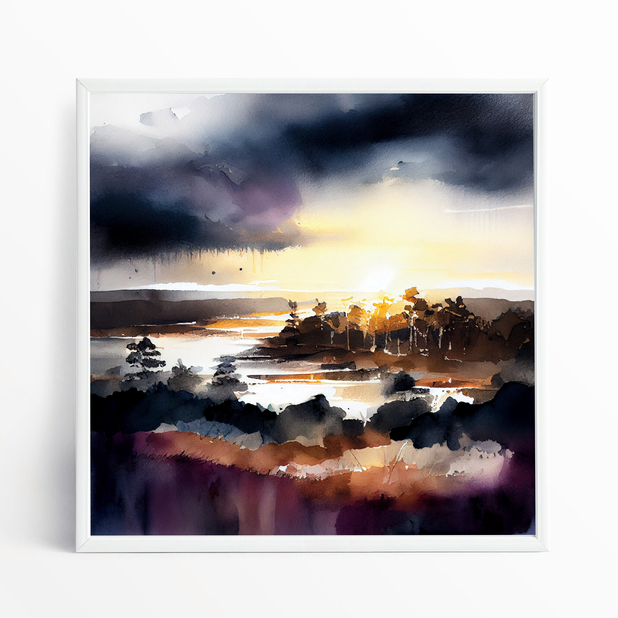 Peak District Impressionist Landscape Warm Tones Living Room Wall Art | Grey Neutral Home Decor - WFP