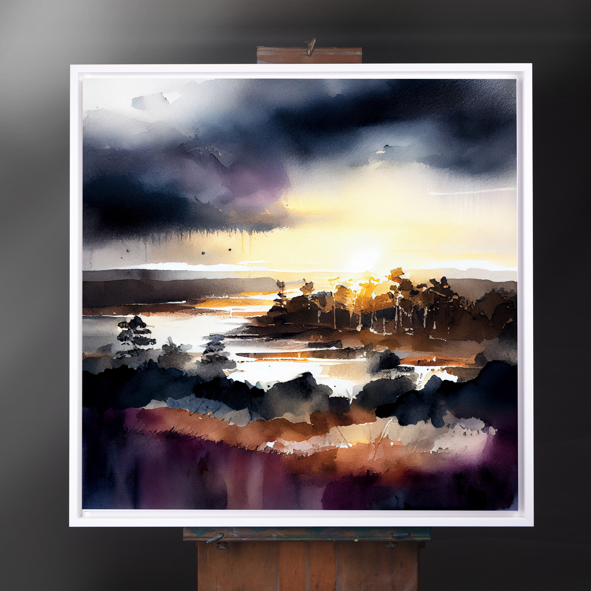 Peak District Impressionist Landscape Warm Tones Living Room Wall Art | Grey Neutral Home Decor - CWF