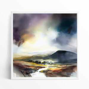 Lake District Watercolour Warm Tones Living Room Wall Art | Scenic Landscape Home Decor