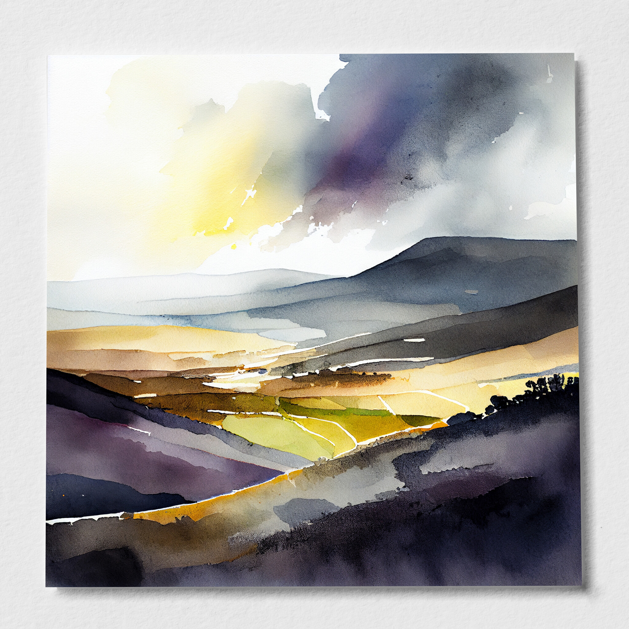 Sussex Watercolour Abstract Earth Tones Living Room Wall Art | Perfect Home Decor - P