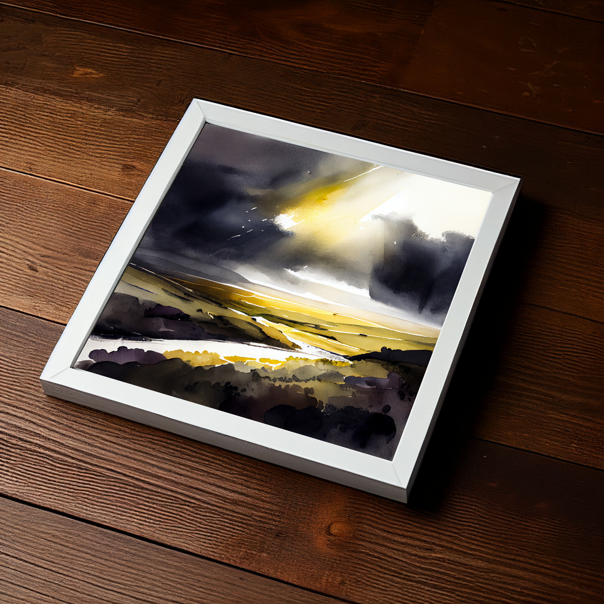 Southdowns Earth Tones Watercolor Living Room Wall Art | Contemporary Landscape Decor -