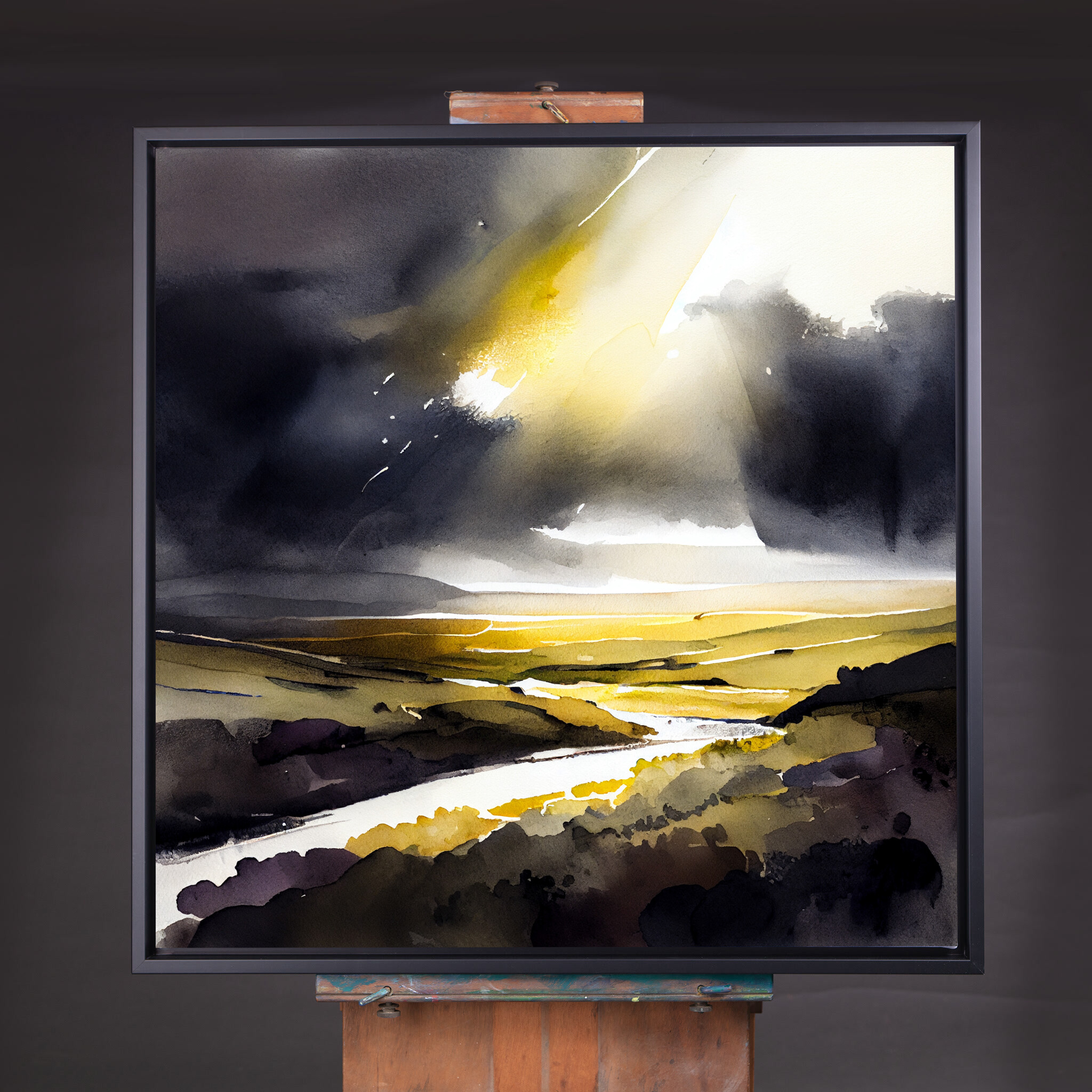 Southdowns Earth Tones Watercolor Living Room Wall Art | Contemporary Landscape Decor - CBF