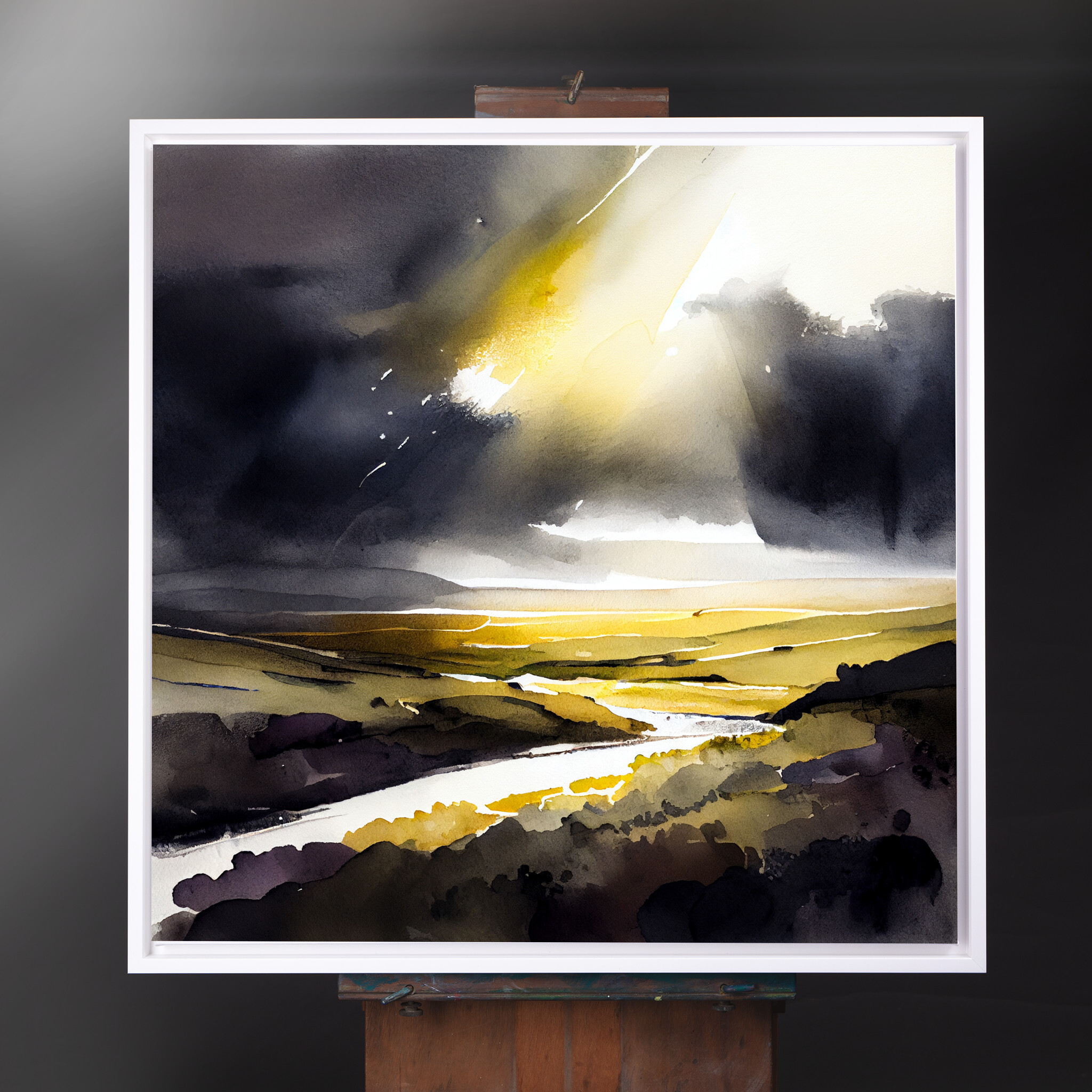 Southdowns Earth Tones Watercolor Living Room Wall Art | Contemporary Landscape Decor - CWF