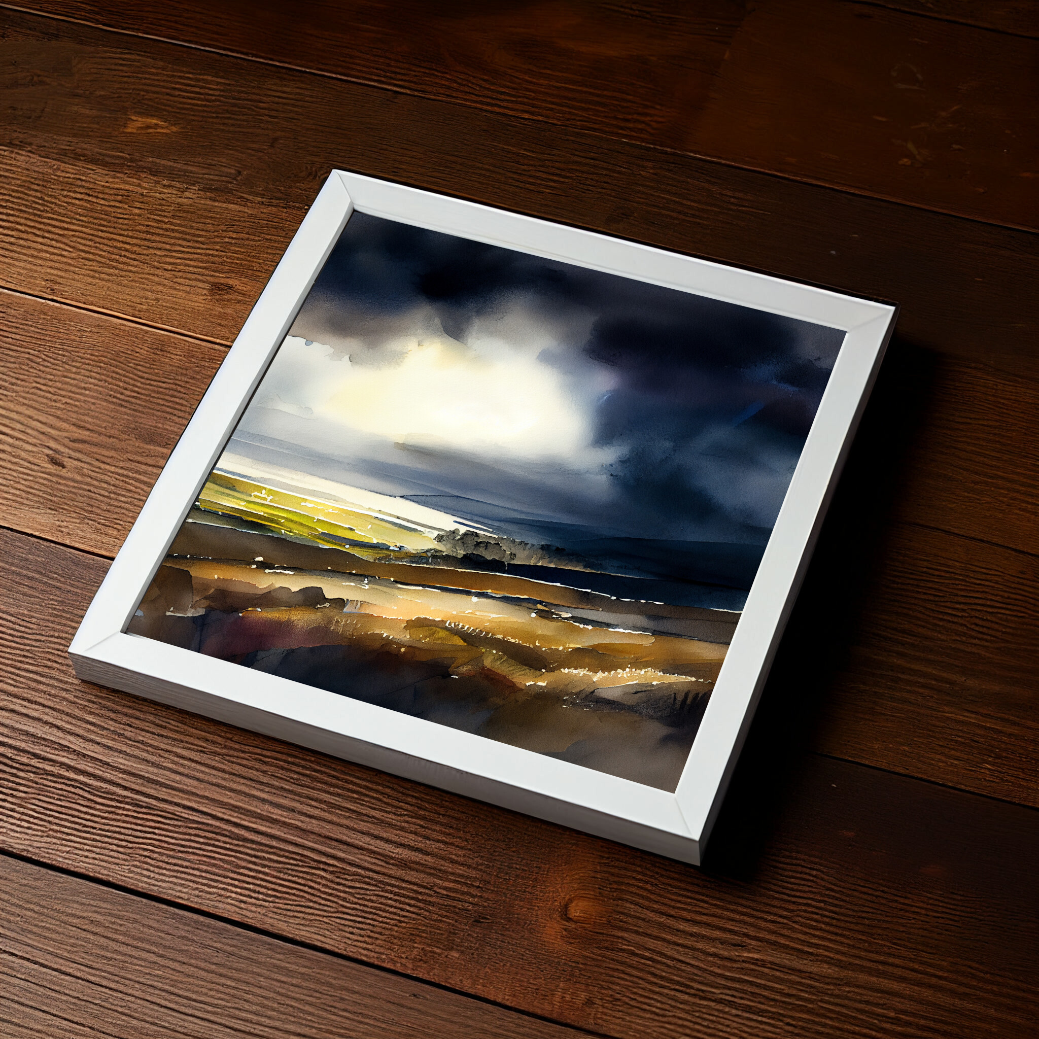 Devon Abstract Landscape Blue Earth Tones Living Room Wall Art | Canvas Print -