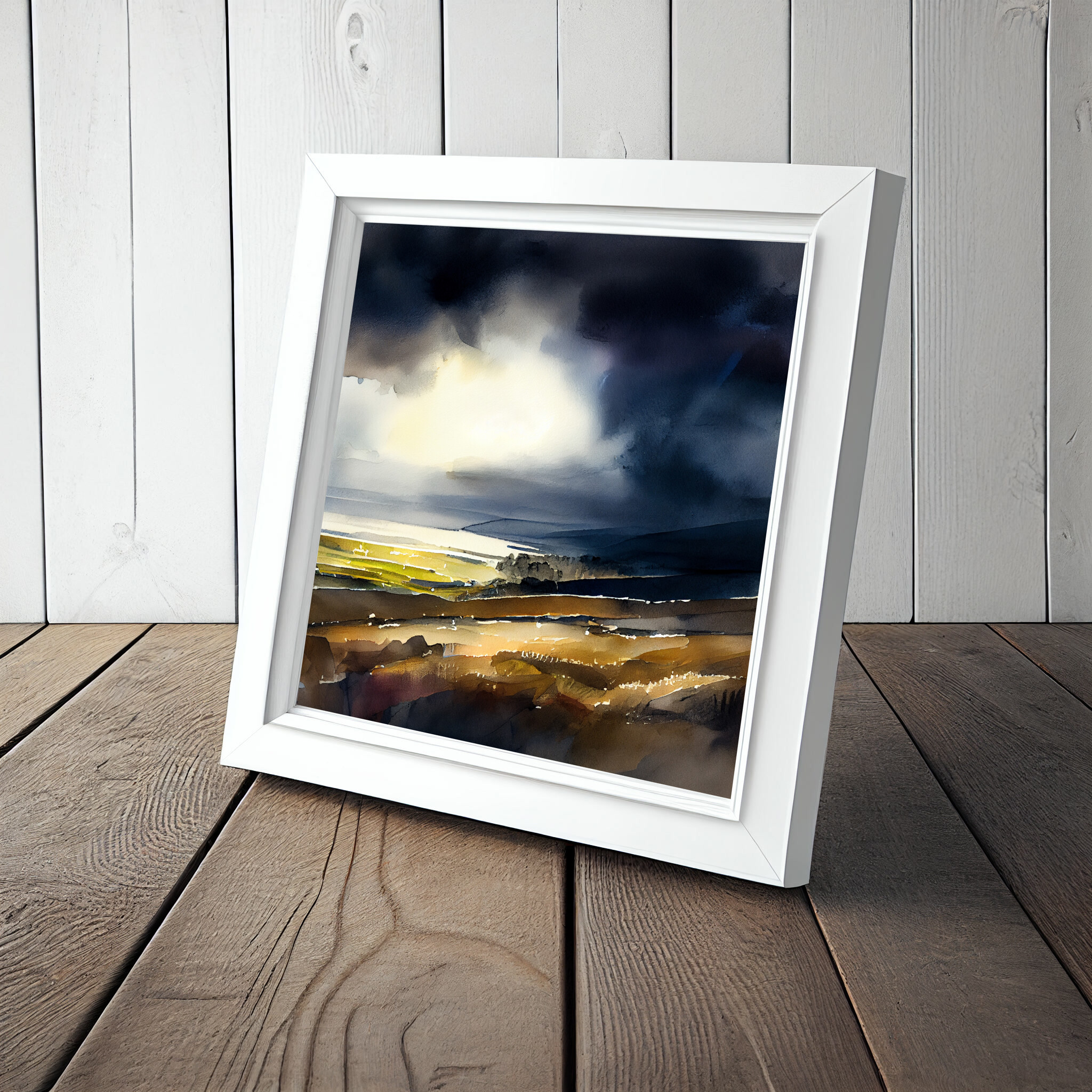 Devon Abstract Landscape Blue Earth Tones Living Room Wall Art | Canvas Print -