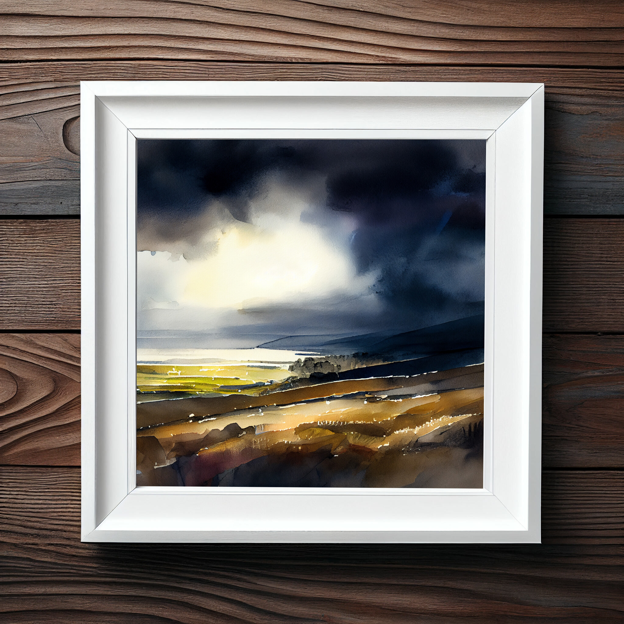 Devon Abstract Landscape Blue Earth Tones Living Room Wall Art | Canvas Print -