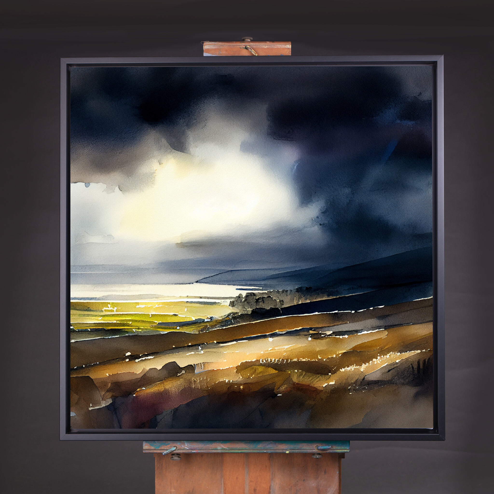 Devon Abstract Landscape Blue Earth Tones Living Room Wall Art | Canvas Print - CBF