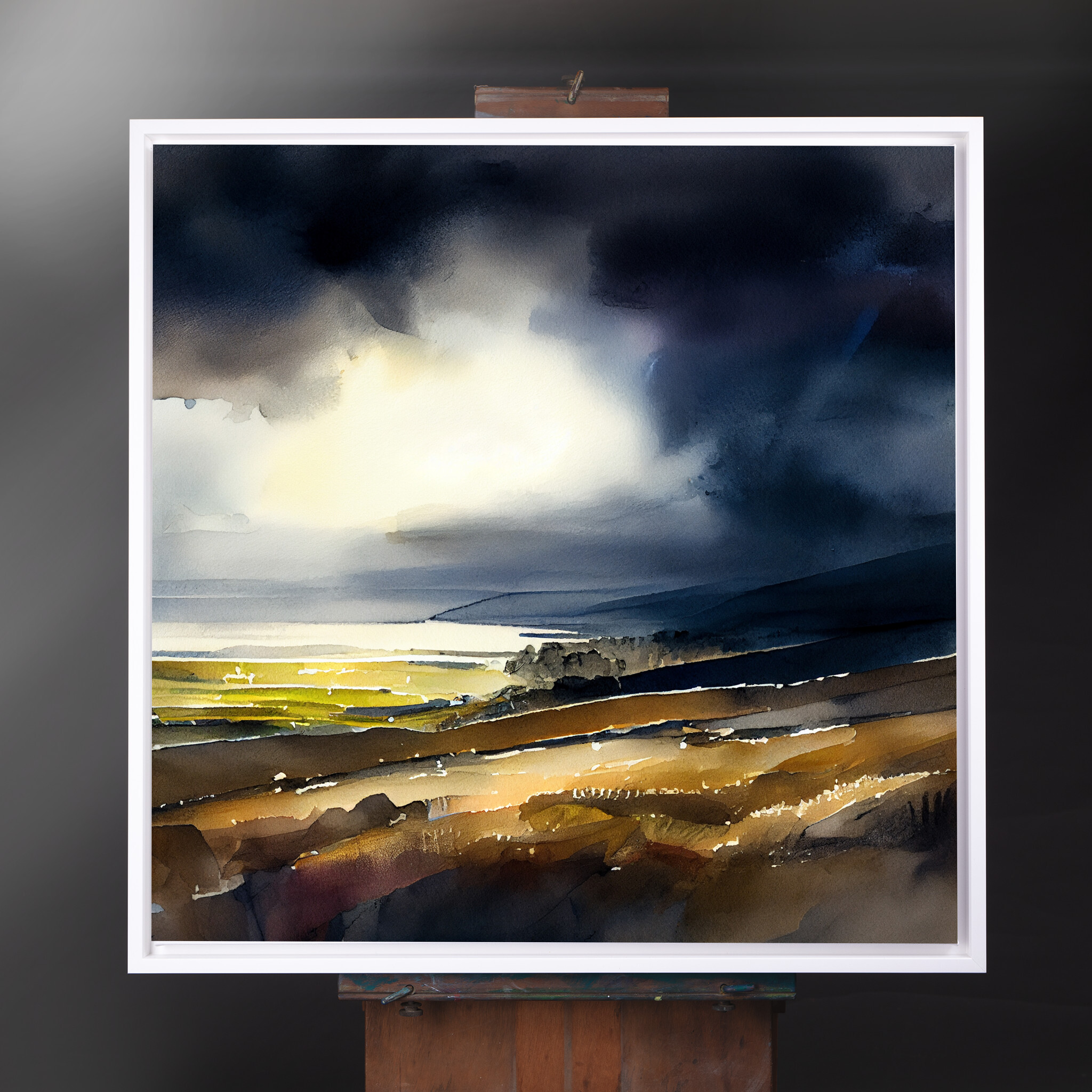 Devon Abstract Landscape Blue Earth Tones Living Room Wall Art | Canvas Print - CWF