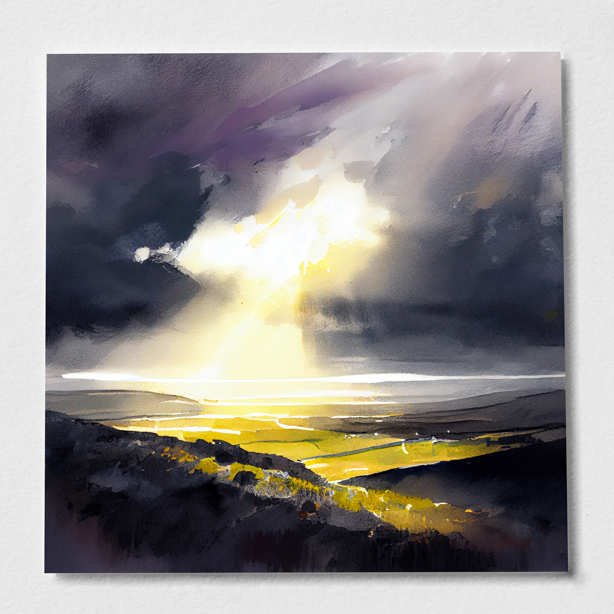 Exmoor Impressionist Landscape Purple Hues Living Room Wall Art | Canvas Print - P