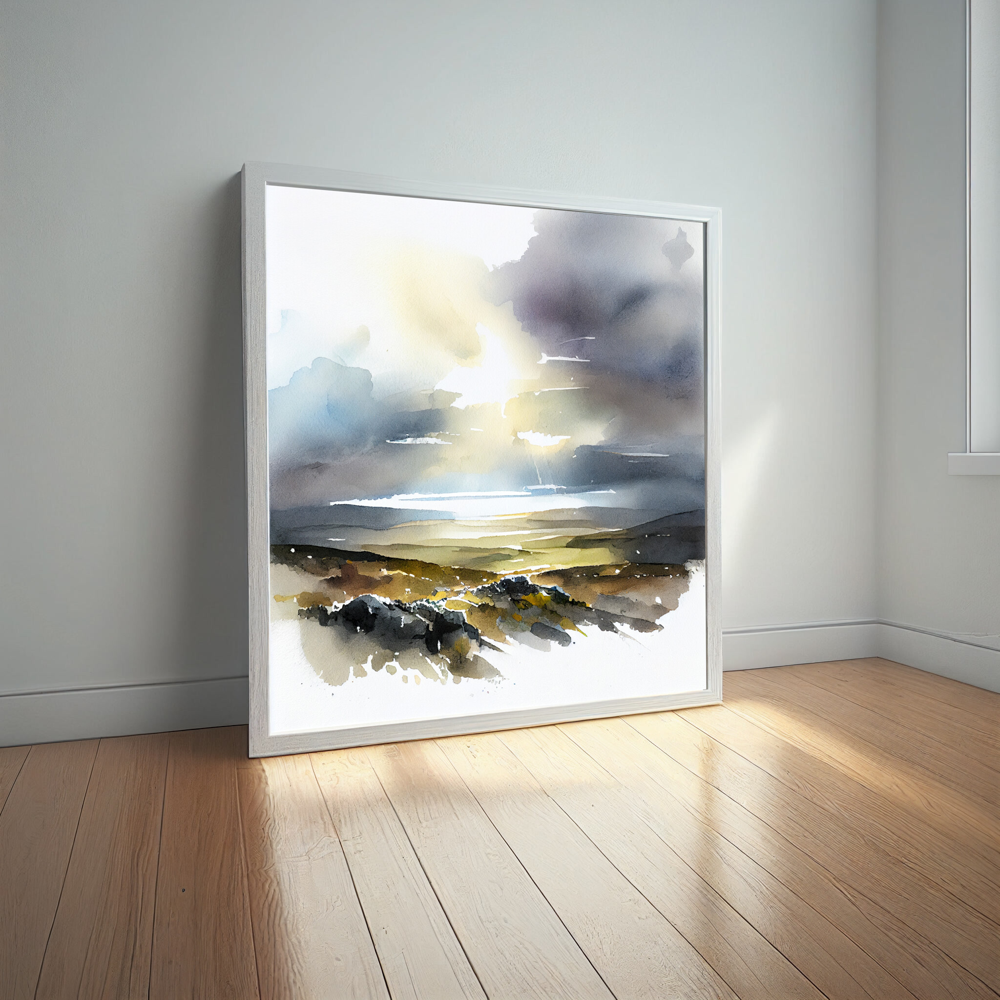 Exmoor Watercolor Landscape Earth Tones Living Room Wall Art | Modern Home Decor -