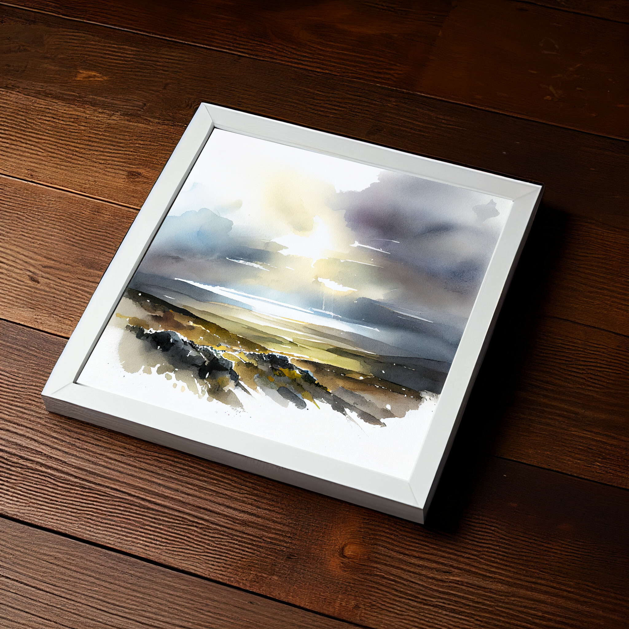 Exmoor Watercolor Landscape Earth Tones Living Room Wall Art | Modern Home Decor -