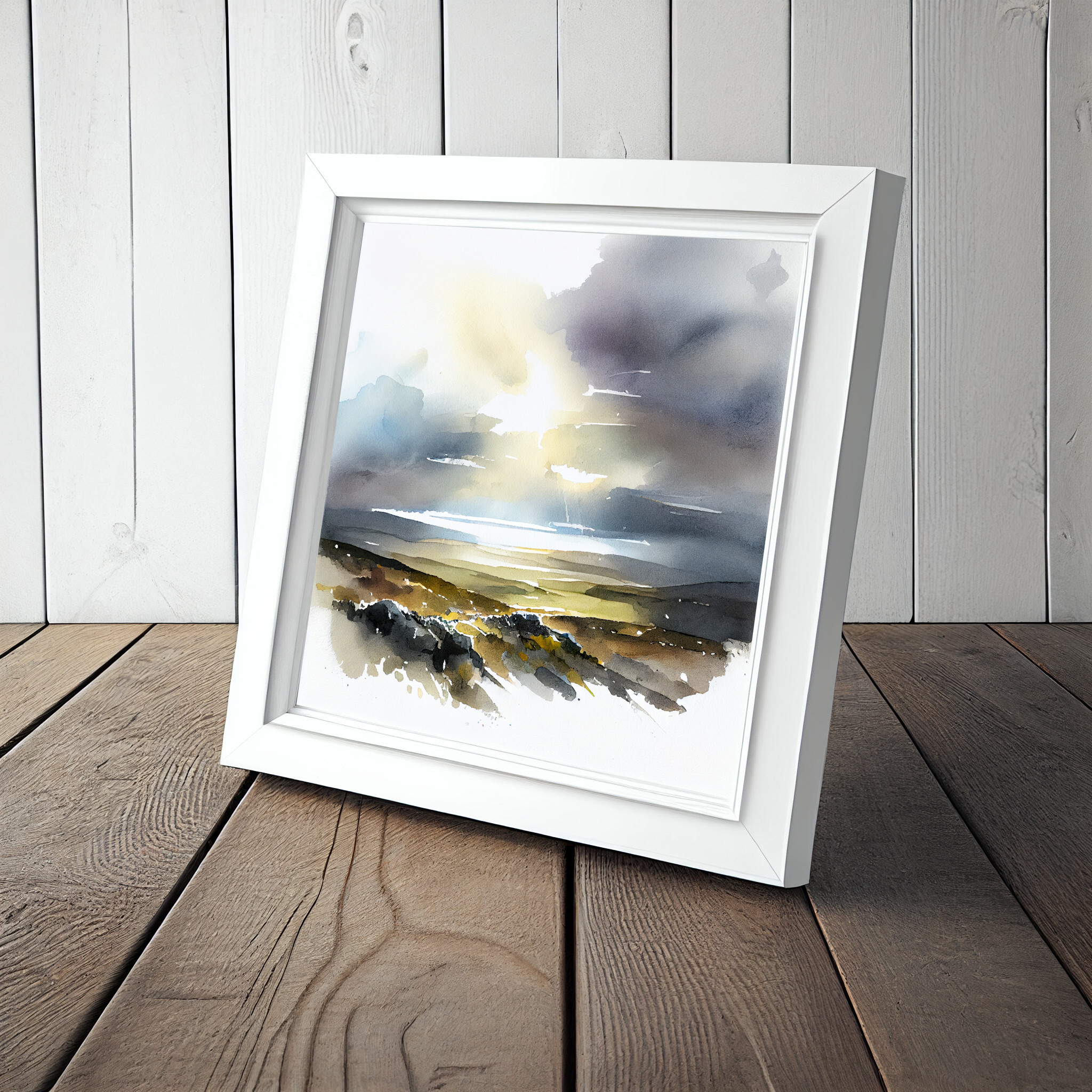 Exmoor Watercolor Landscape Earth Tones Living Room Wall Art | Modern Home Decor -