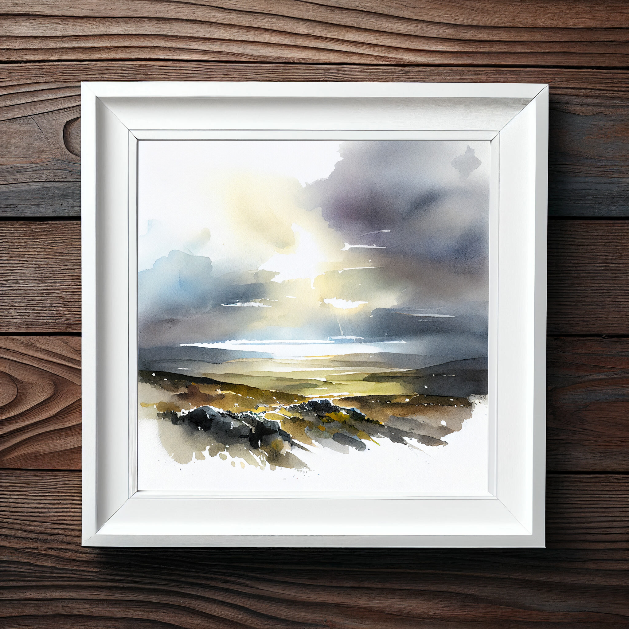 Exmoor Watercolor Landscape Earth Tones Living Room Wall Art | Modern Home Decor -