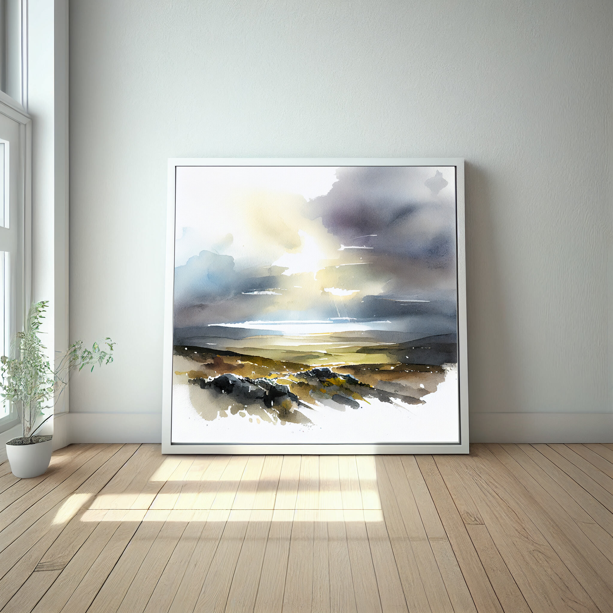 Exmoor Watercolor Landscape Earth Tones Living Room Wall Art | Modern Home Decor -