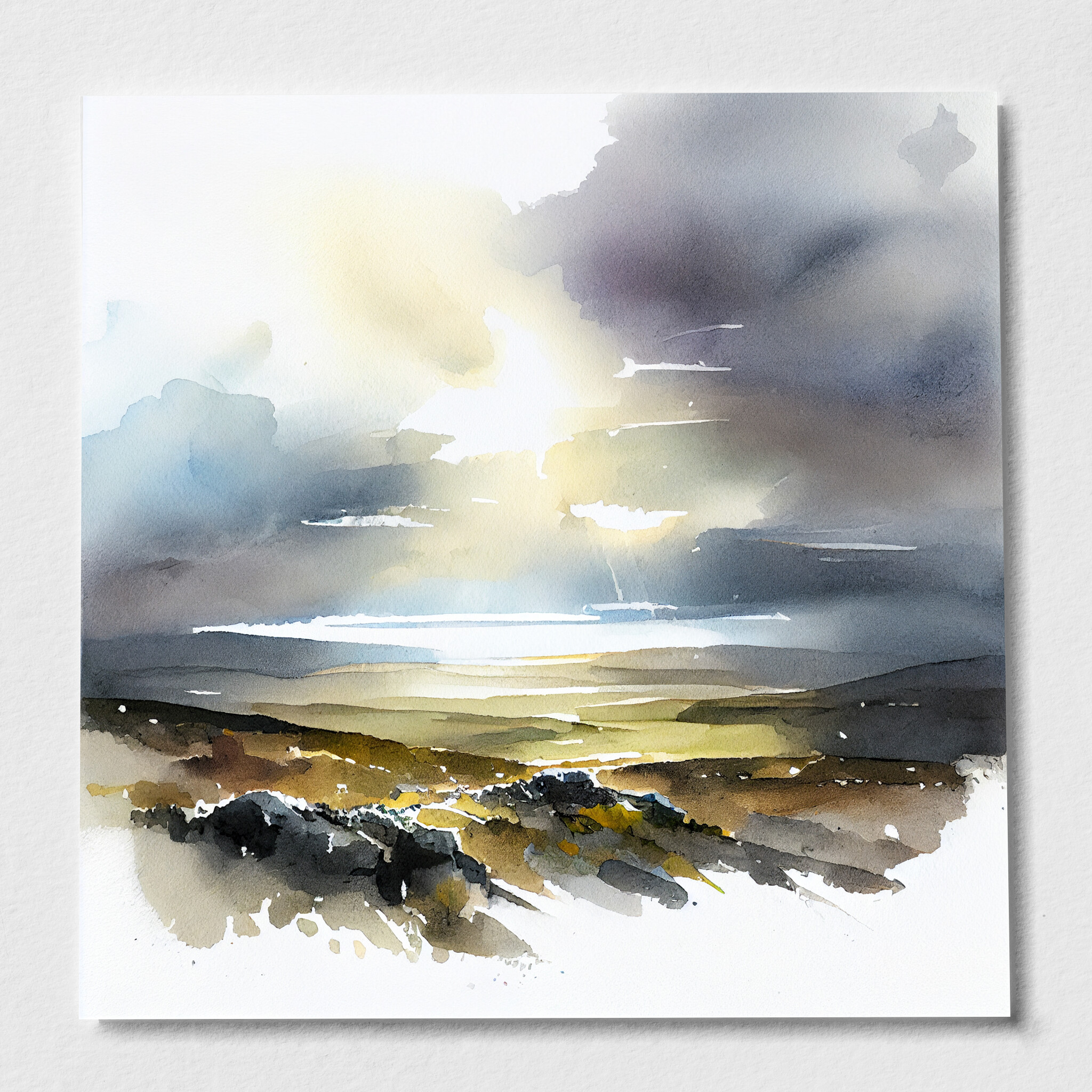 Exmoor Watercolor Landscape Earth Tones Living Room Wall Art | Modern Home Decor - P