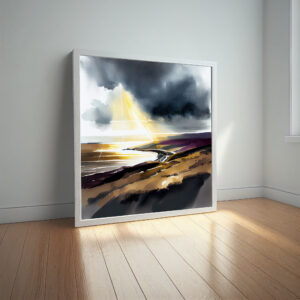 Devon Coast Impressionist Landscape Wall Art | Blue Tones for Living Room Decor - impressionist, landscape, blue tones, living room art, bedroom decor