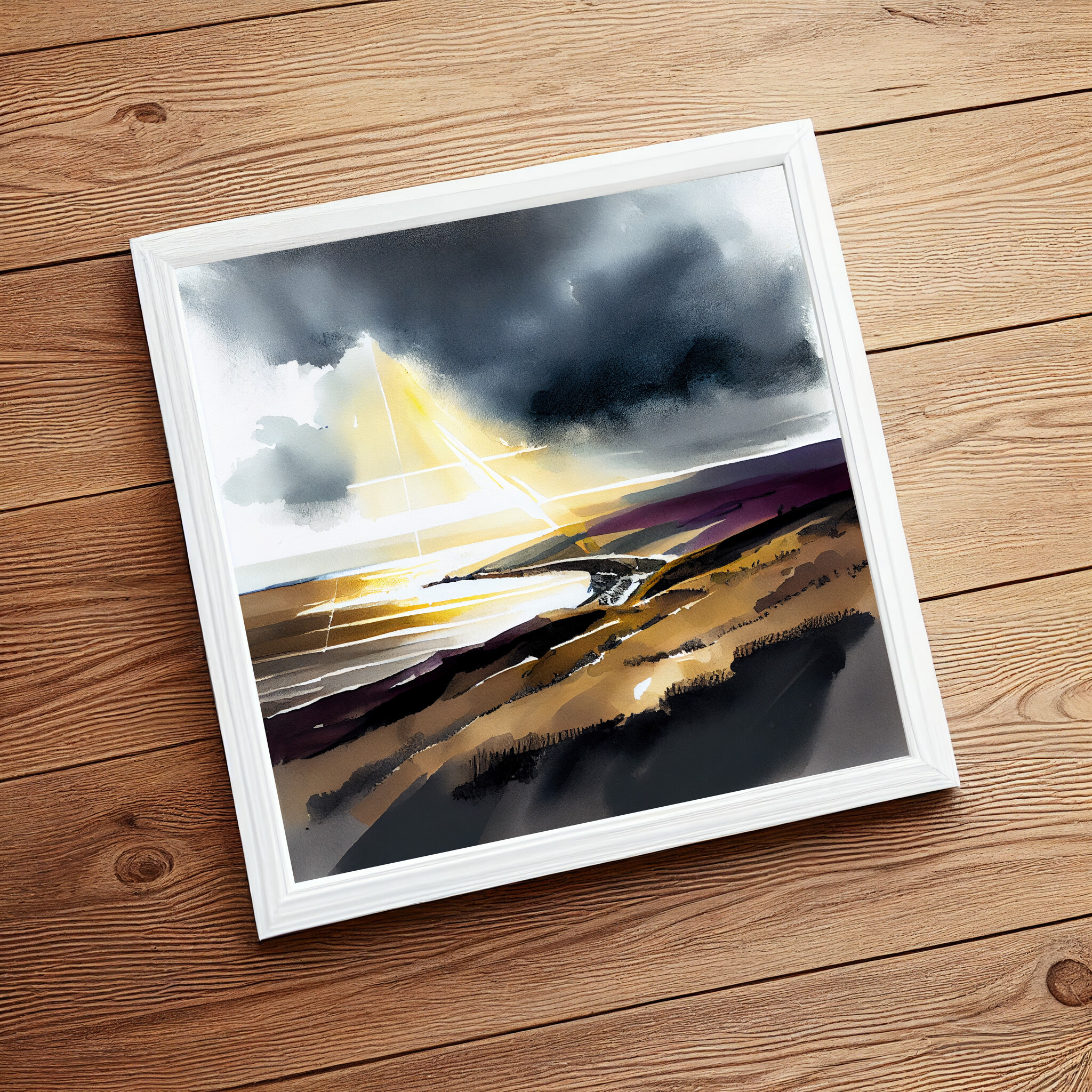 Devon Coast Impressionist Landscape Wall Art | Blue Tones for Living Room Decor -