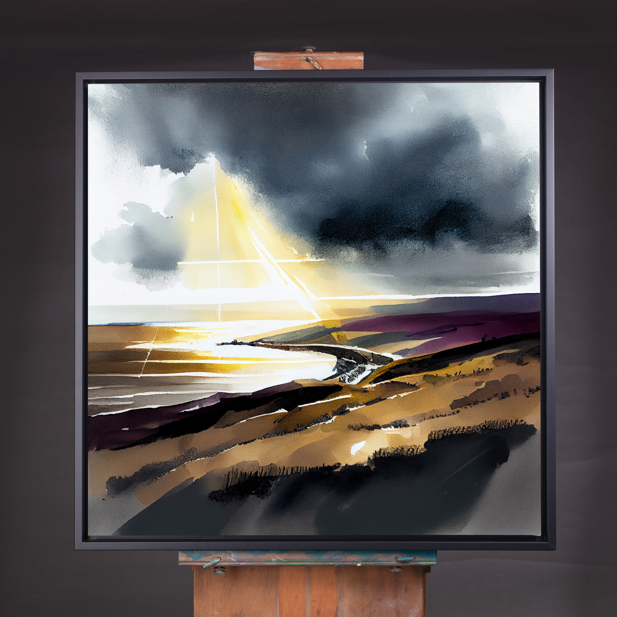 Devon Coast Impressionist Landscape Wall Art | Blue Tones for Living Room Decor - CBF