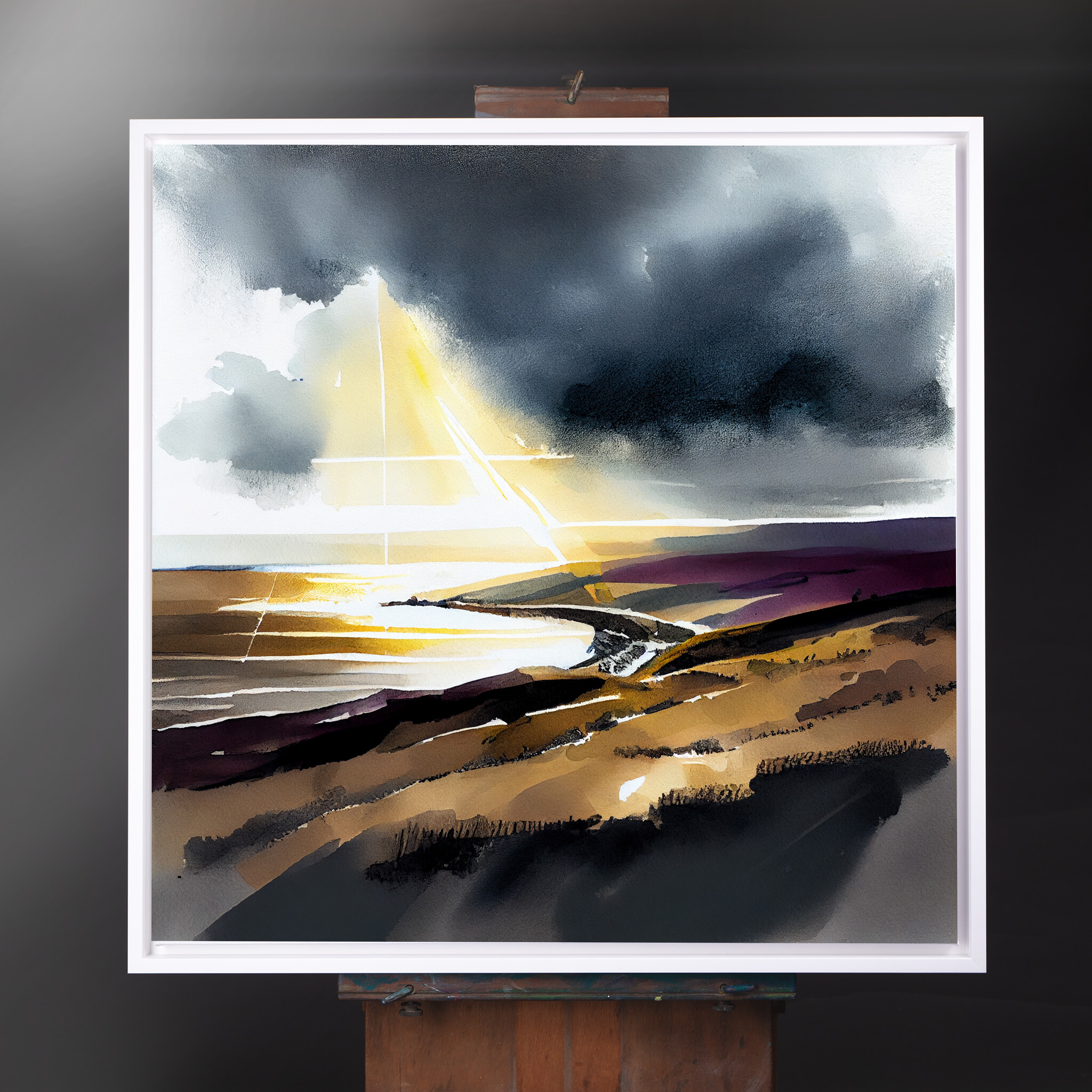 Devon Coast Impressionist Landscape Wall Art | Blue Tones for Living Room Decor - CWF