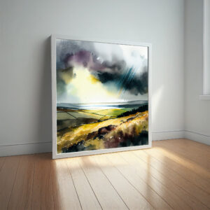 Southdowns Abstract Green Art for Living Room | Impressionist Landscape Wall Art Canvas - abstract, landscape, green art, living room art, office art