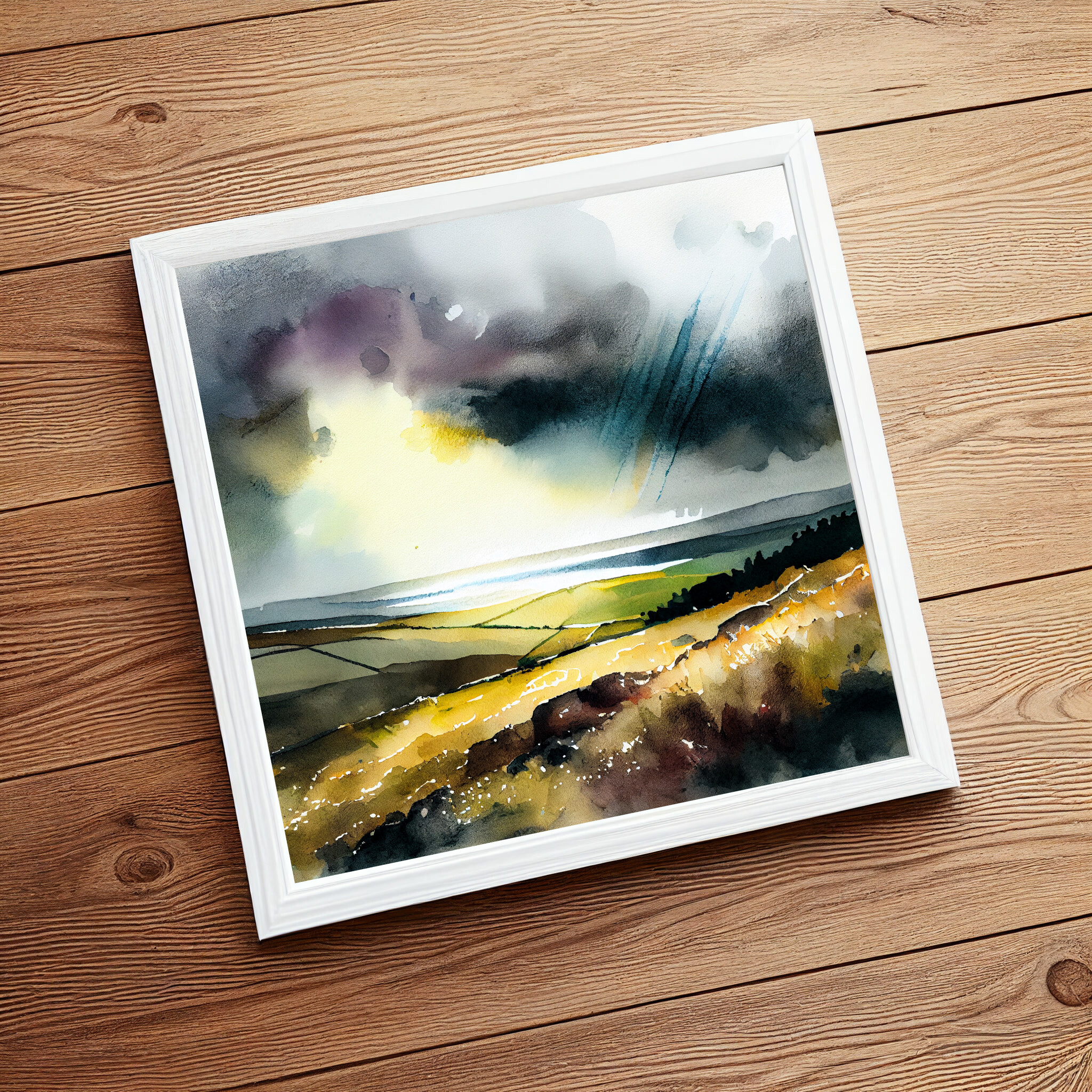 Southdowns Abstract Green Art for Living Room | Impressionist Landscape Wall Art Canvas -