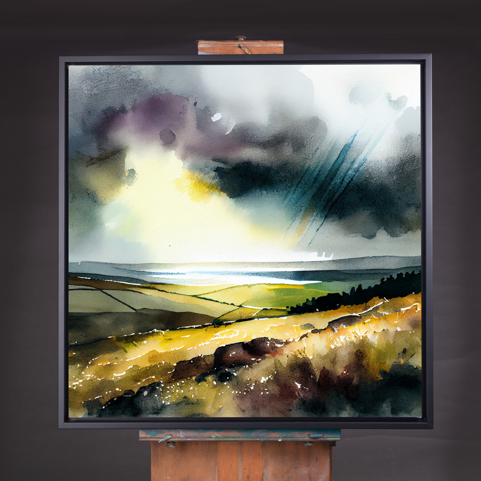 Southdowns Abstract Green Art for Living Room | Impressionist Landscape Wall Art Canvas - CBF