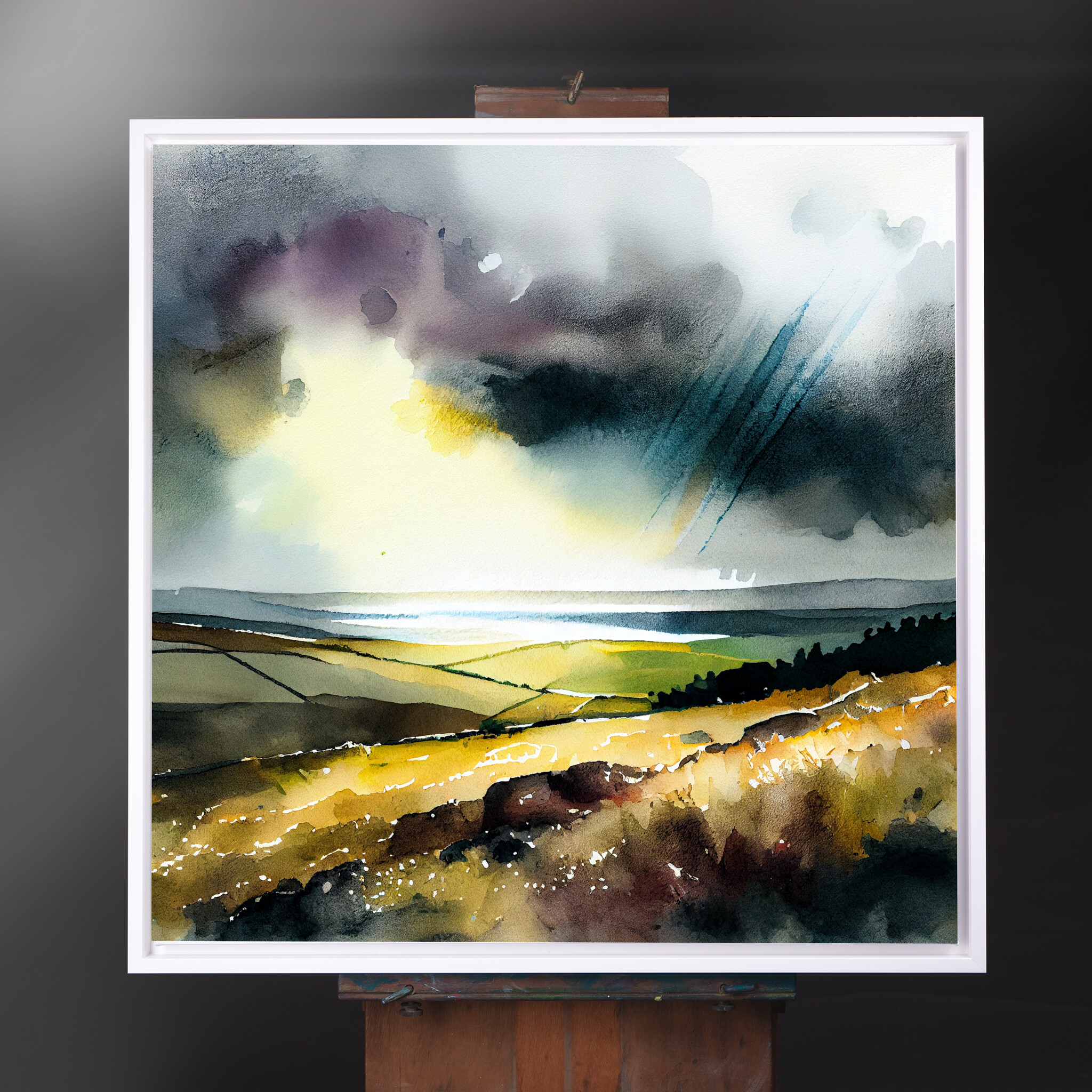 Southdowns Abstract Green Art for Living Room | Impressionist Landscape Wall Art Canvas - CWF