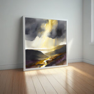 Exmoor Abstract Grey Gold Living Room Wall Art | Landscape Home Decor - abstract, landscape, grey art, gold accents, living room art