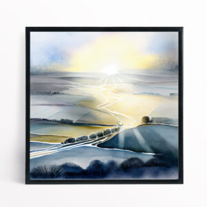 Sussex Countryside Watercolor Pastel Landscape Living Room Art | Home Decor Gift - BFP