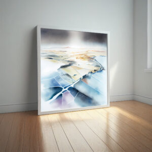 518 Southdowns Minimalist Earth Tones Living Room Wall Art | Watercolor Landscape Decor - watercolor, landscape, earth tones, living room, office art