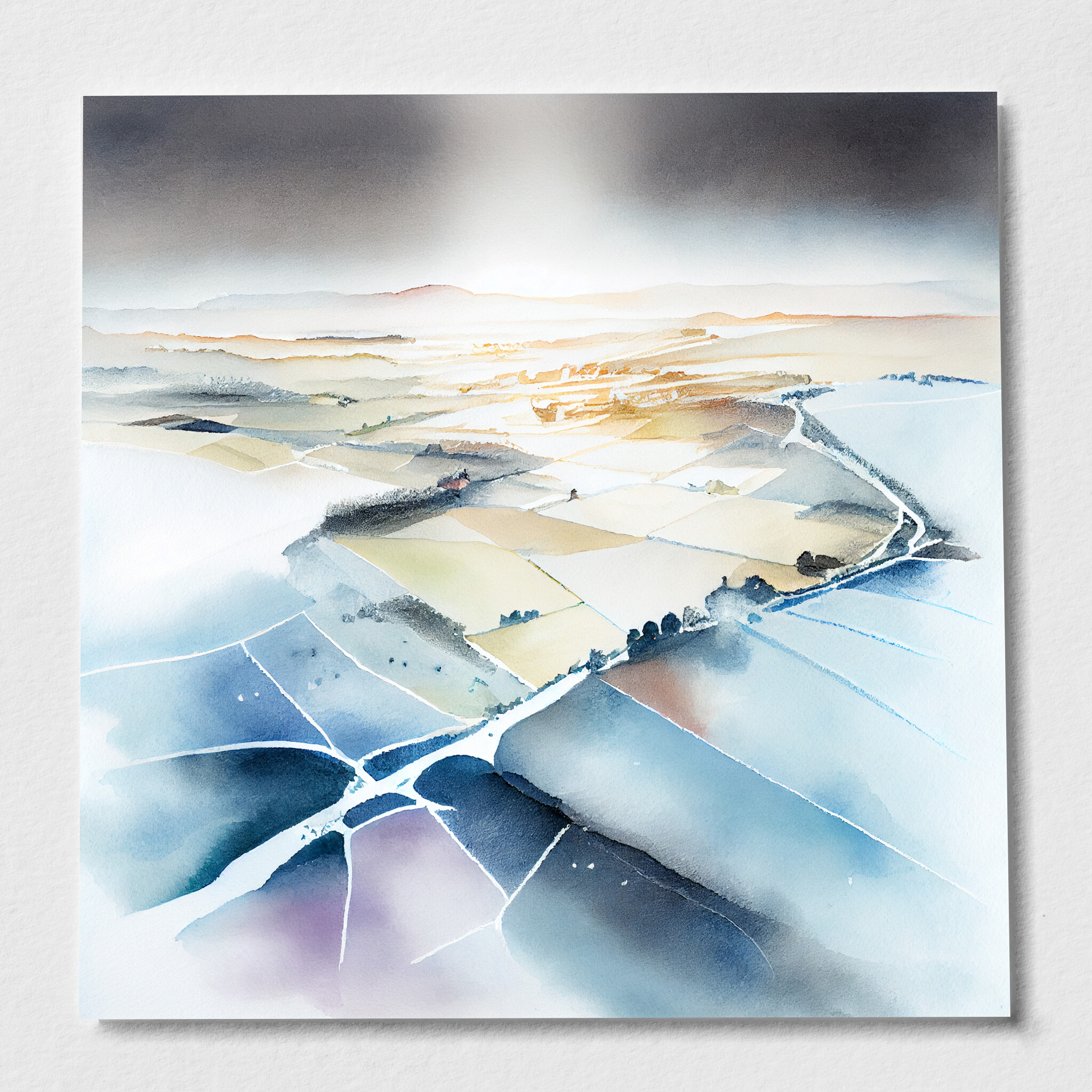 518 Southdowns Minimalist Earth Tones Living Room Wall Art | Watercolor Landscape Decor - P