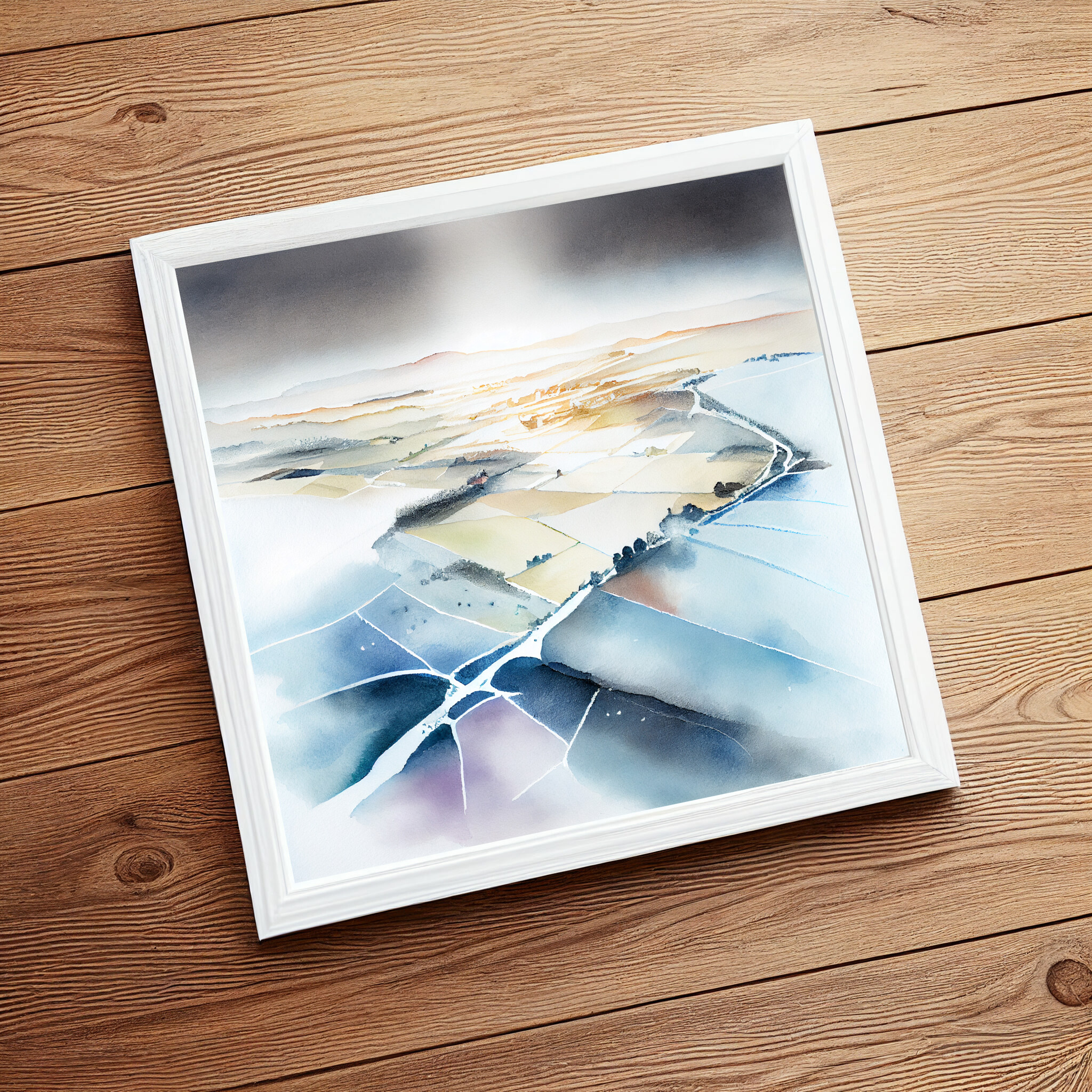 518 Southdowns Minimalist Earth Tones Living Room Wall Art | Watercolor Landscape Decor -