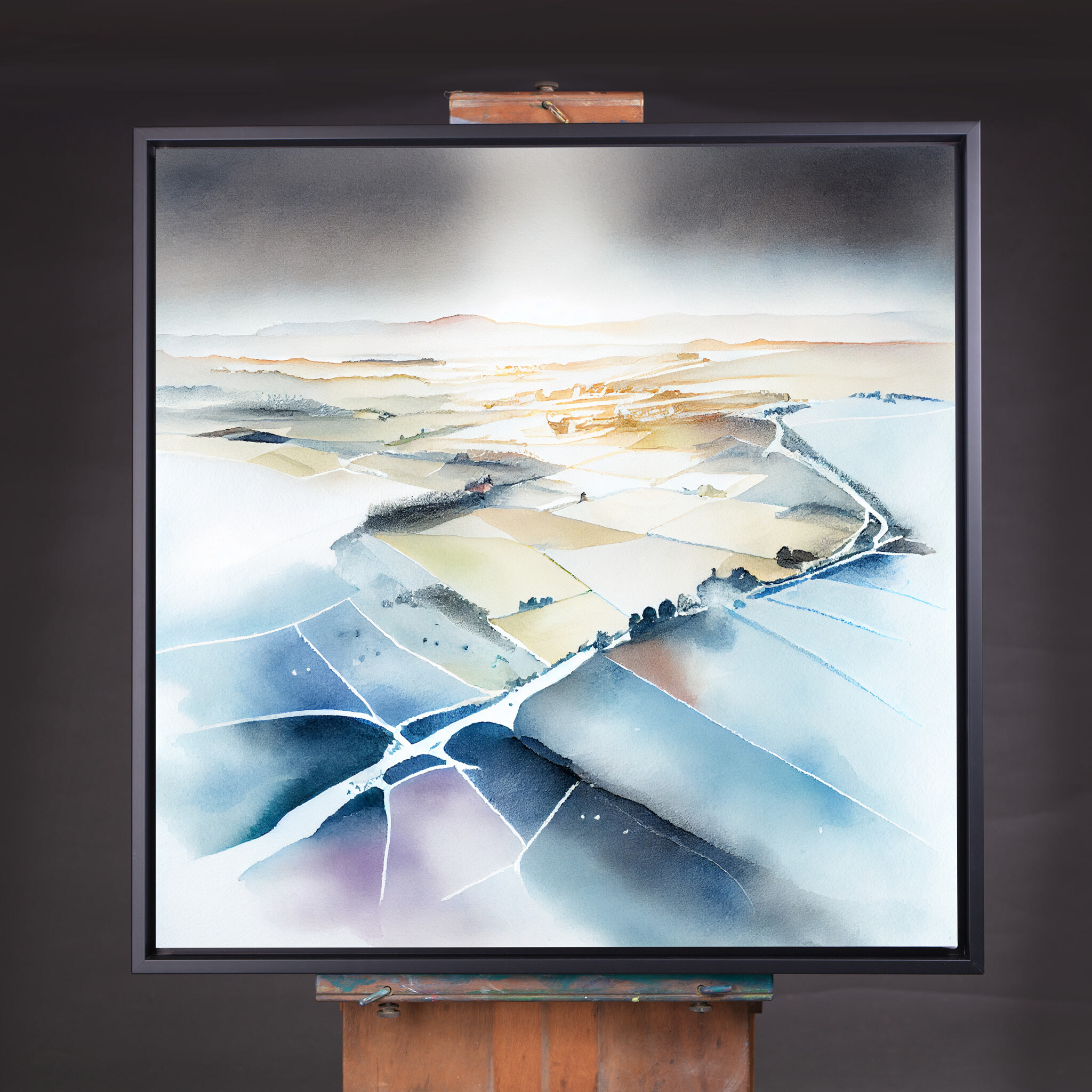 518 Southdowns Minimalist Earth Tones Living Room Wall Art | Watercolor Landscape Decor - CBF