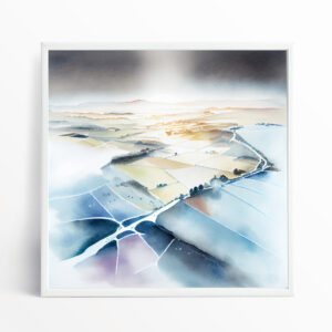 Southdowns Minimalist Earth Tones Living Room Wall Art | Watercolor Landscape Decor