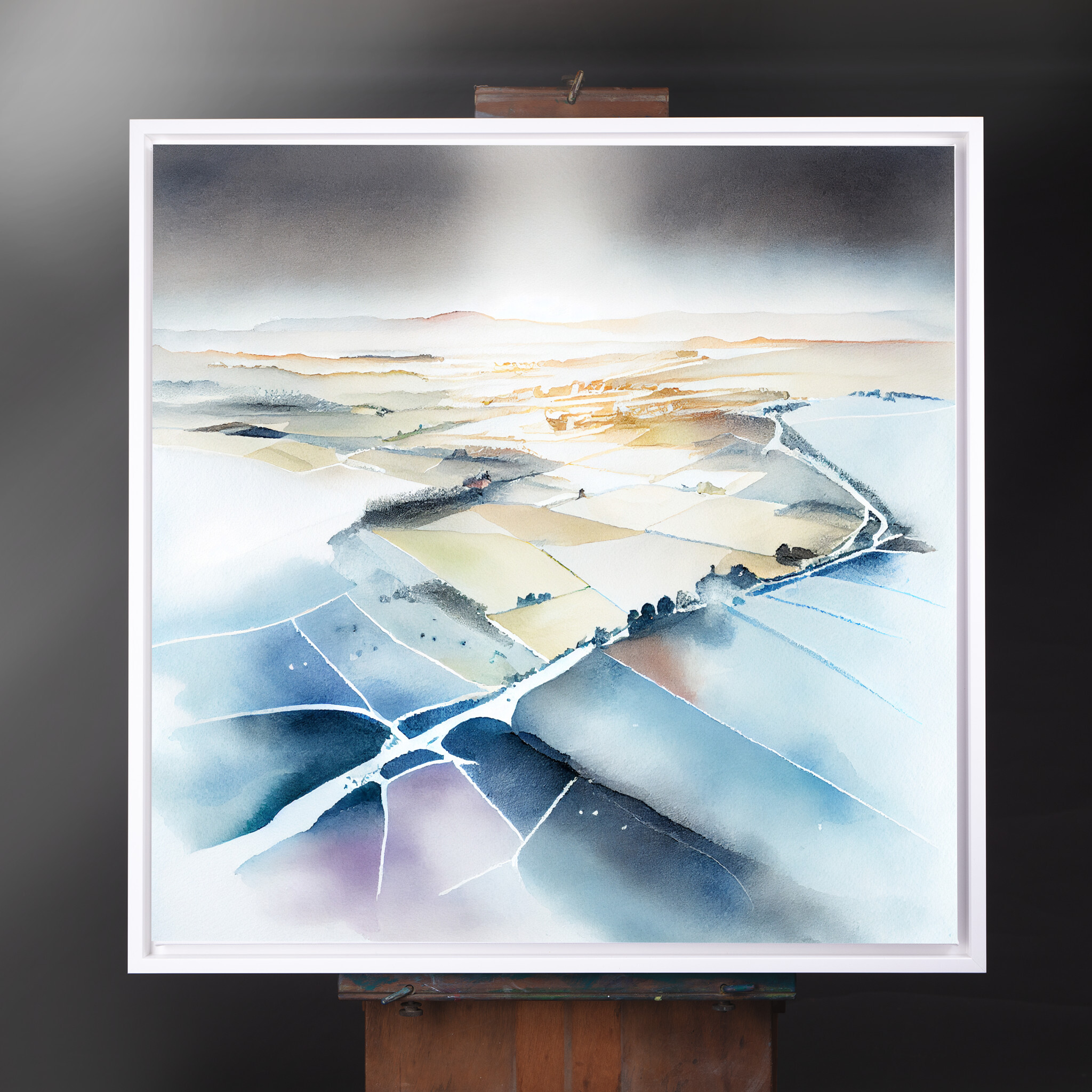 518 Southdowns Minimalist Earth Tones Living Room Wall Art | Watercolor Landscape Decor - CWF