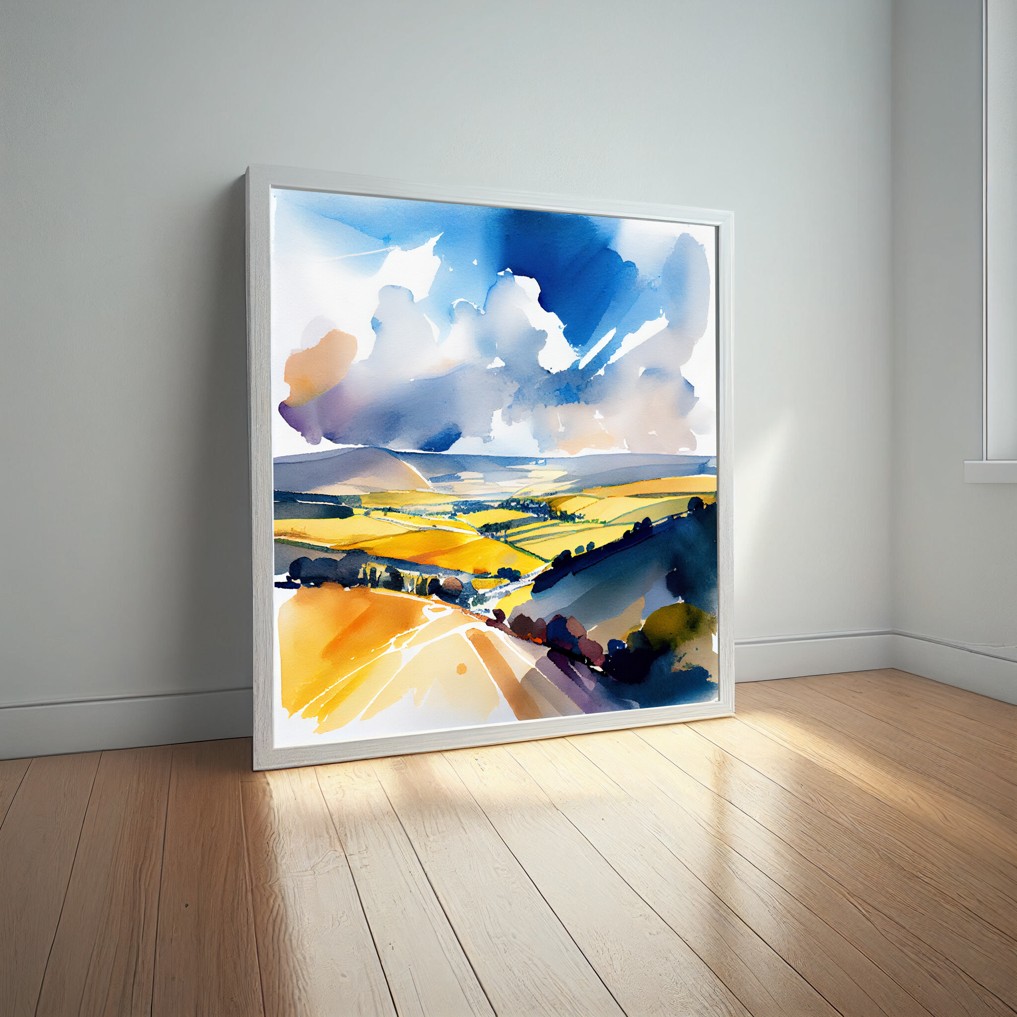 552 Sussex Impressionist Warm Tones Landscape Bedroom Wall Art | Blue Home Decor -