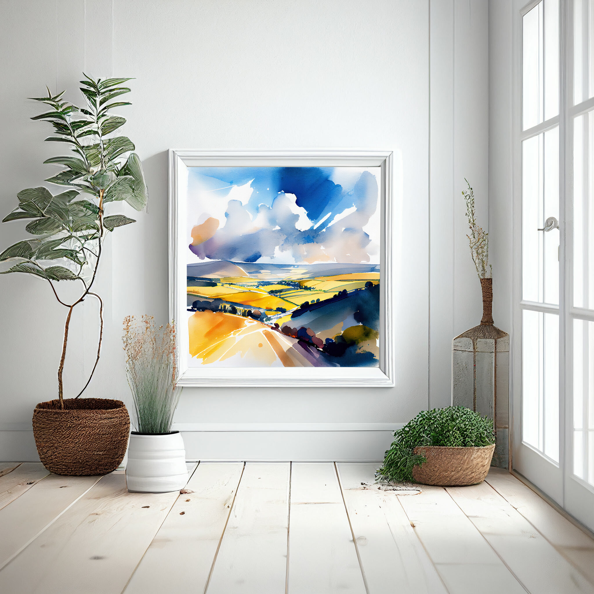 552 Sussex Impressionist Warm Tones Landscape Bedroom Wall Art | Blue Home Decor -