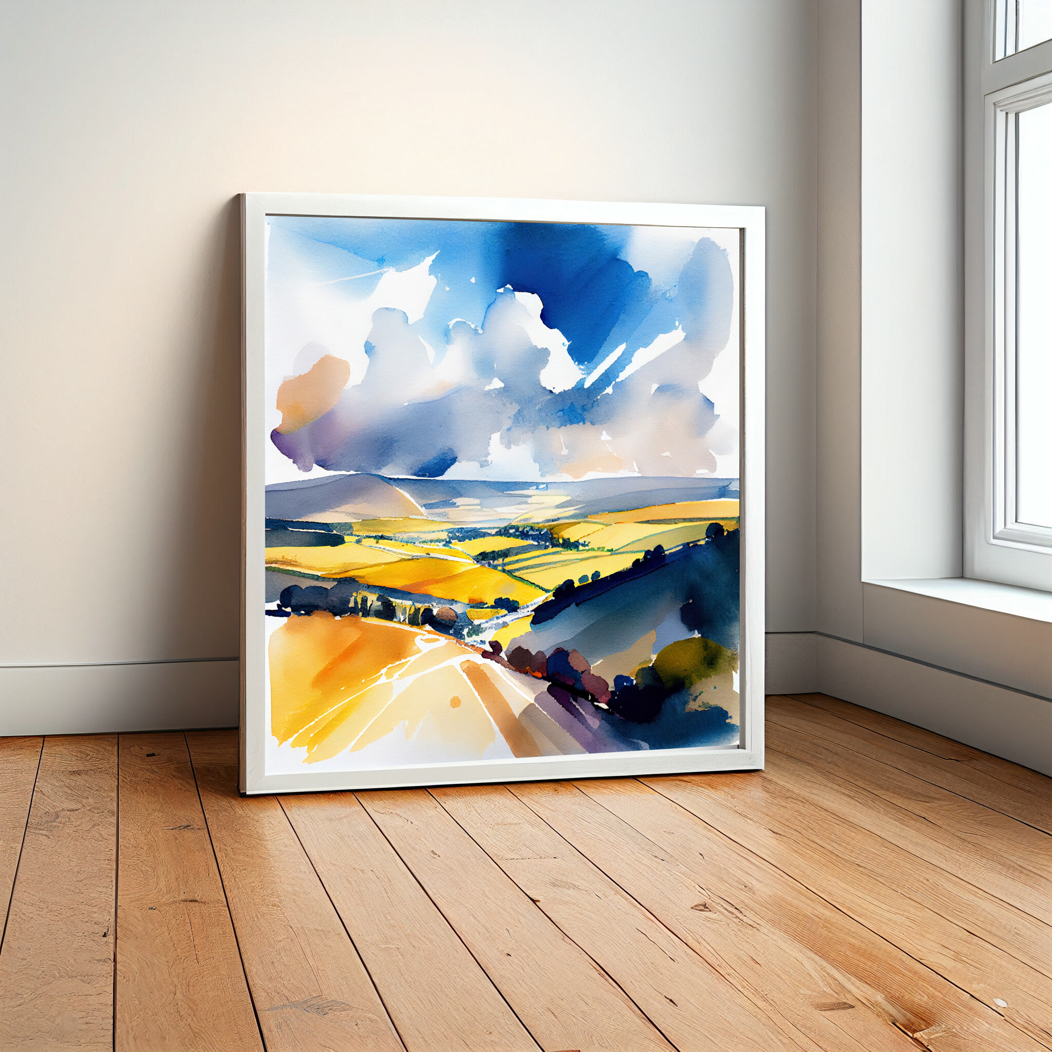 552 Sussex Impressionist Warm Tones Landscape Bedroom Wall Art | Blue Home Decor -